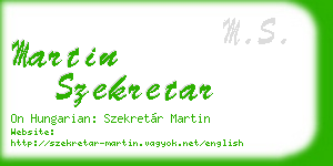martin szekretar business card